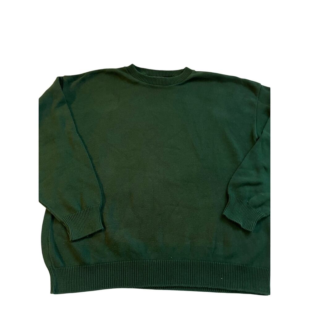Andrew Rohan Sweater Men’s XXL Green Crewneck Knit Made in USA Cotton Pullover